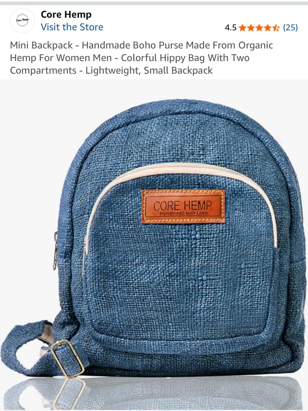 Blue Mini Backpack - Handmade Organic Hemp